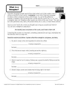 What is a Metaphor - Printable Worksheet Activity