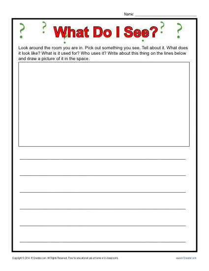 Kindergarten Writing Prompt What Do I See