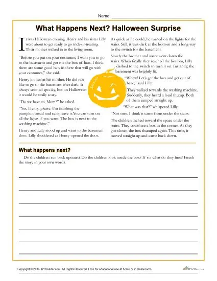 What Happens Next? - Halloween Reading Comprehension Practice