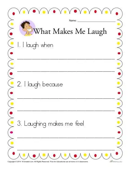 Kindergarten Writing Prompt - What Makes me Laugh?