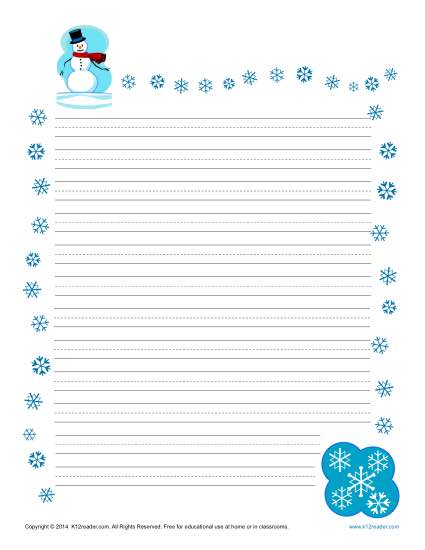 Winter Lined Writing Paper - Payhip