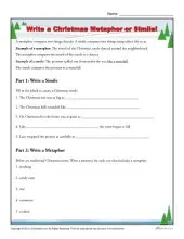 Write a Christmas Metaphor or Simile Worksheet