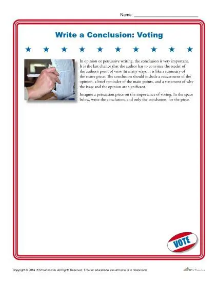 Write a Conclusion Writing Activity - Voting