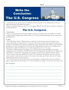 Write a Conclusion Paragraph About the U.S. Congress