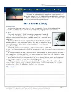 Write the Conclusion Writing Activity - A Tornado is Coming