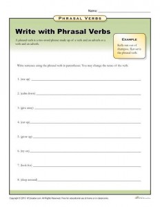 write with phrasal verbs worksheet for 3rd 4th 5th grade