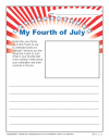 Printable Fourth of July Writing Prompt Activity - My 4th of July!