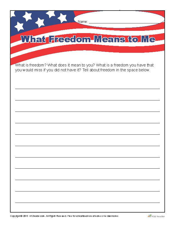 Printable Writing Prompt - What Freedom Means to Me