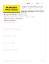 Writing with Noun Clauses | Noun Clause Worksheets